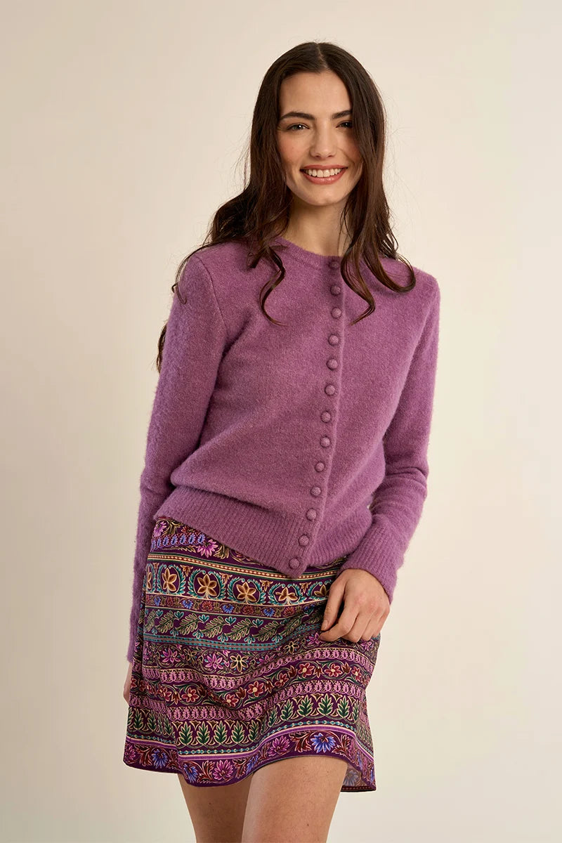 Mauve Buttoned Cardigan