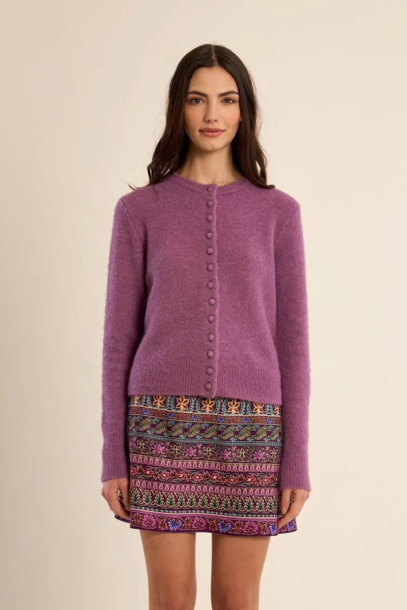 Mauve Buttoned Cardigan