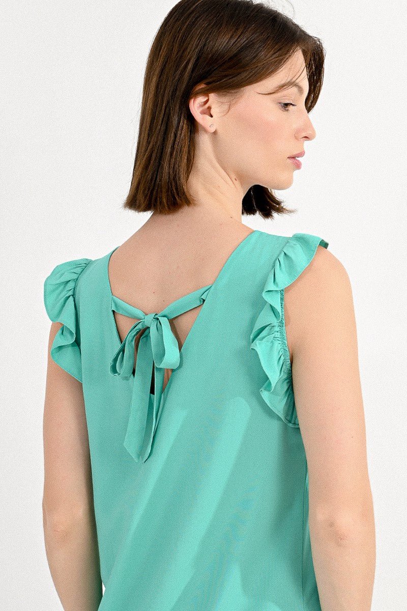 Ruffled Band V-Neck Dress