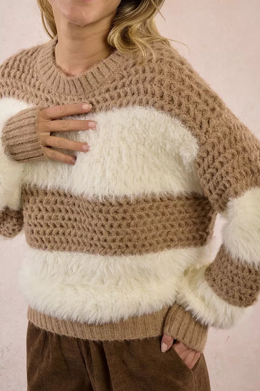 Cozy Contrast Knit Molly Sweater