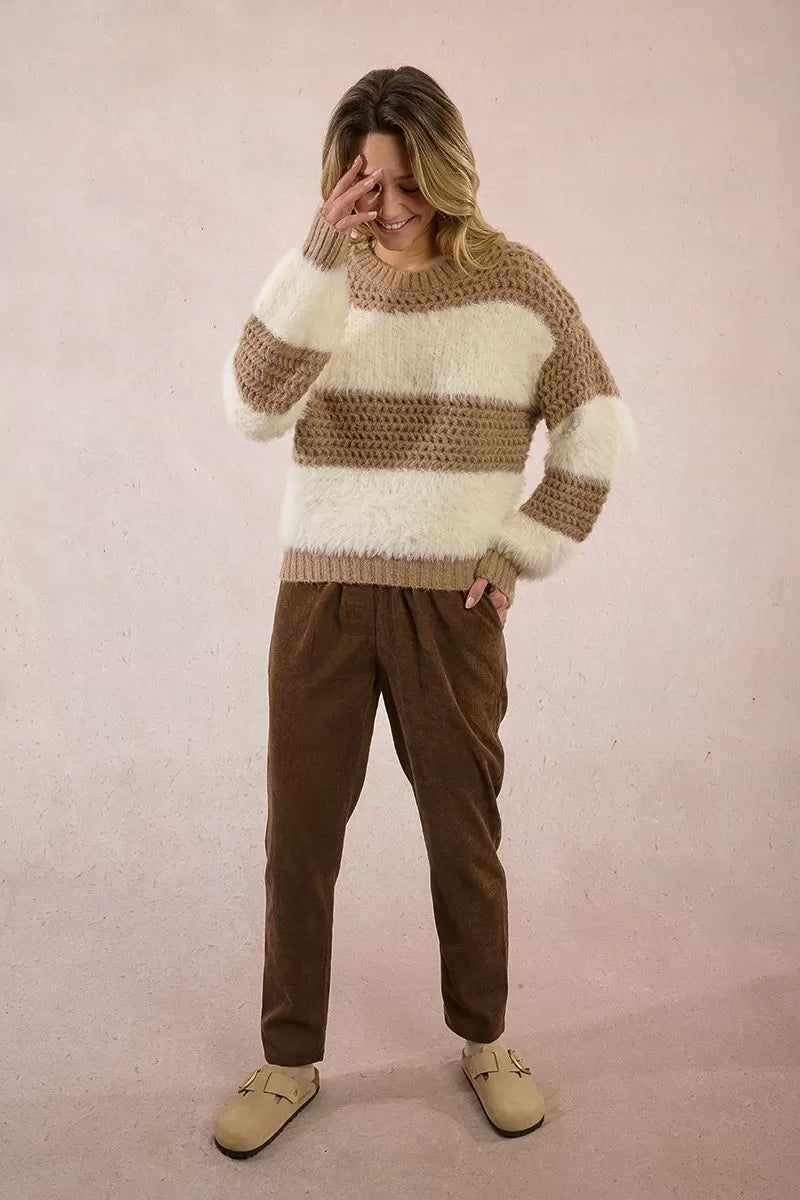 Cozy Contrast Knit Molly Sweater