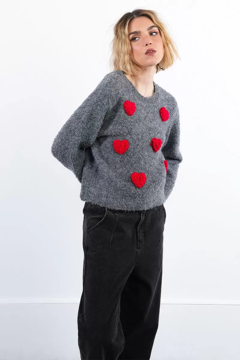 Hearts on Fire Embossed Sweater