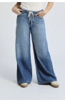 Drawstring High Waist Wide Leg Jeans