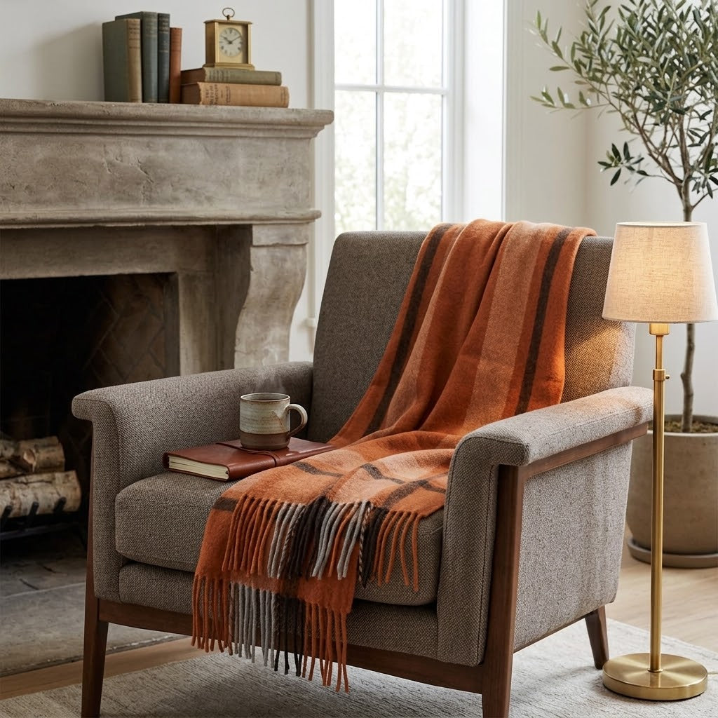 Striped Fringe Throw Blanket